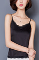 Black Blouse Slip Plus Size Lace Top for Casual Party
