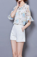 White Colorful Blouse Plus Size Top for Casual Party Evening