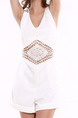 White One Piece Shorts Plus Size V Neck Slip Jumpsuit for Casual Evening Party
