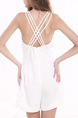 White One Piece Shorts Plus Size V Neck Slip Jumpsuit for Casual Evening Party