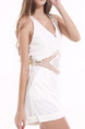 White One Piece Shorts Plus Size V Neck Slip Jumpsuit for Casual Evening Party