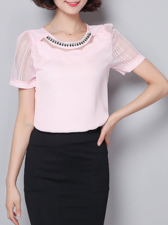 Pink Blouse Plus Size Cute Top for Casual Office