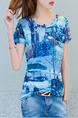 Blue T-Shirt Plus Size Top for Casual Party