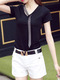 Black T-Shirt V Neck Plus Size Top for Casual Evening Office
