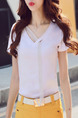 White T-Shirt V Neck Plus Size Top for Casual Evening Office
