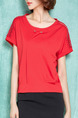 Red T-Shirt Plus Size Top for Casual Office Evening