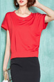 Red T-Shirt Plus Size Top for Casual Office Evening