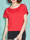 Red T-Shirt Plus Size Top for Casual Office Evening
