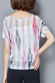 White and Pink Colorful Blouse Plus Size Top for Casual Beach