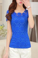 Blue Blouse Lace Plus Size Top for Casual Evening Office