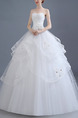 White Sweetheart Ball Gown Tiered Beading Plus Size Dress for Wedding