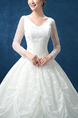 White V Neck Ball Gown Plus Size Dress for Wedding