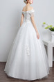 White Off Shoulder Princess Appliques Beading Plus Size Dress for Wedding