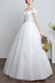 White Off Shoulder Princess Appliques Beading Plus Size Dress for Wedding