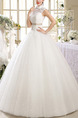 White Illusion High Neck Princess Sash Plus Size Dress for Wedding