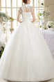 White Illusion High Neck Princess Sash Plus Size Dress for Wedding