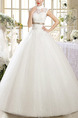 White Illusion High Neck Princess Sash Plus Size Dress for Wedding