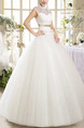 White Illusion High Neck Princess Sash Plus Size Dress for Wedding