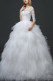 White Illusion Ball Gown Beading Ruffle Plus Size Dress for Wedding