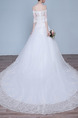 White Off Shoulder Princess Embroidery Beading Plus Size Dress for Wedding