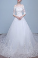 White Off Shoulder Princess Embroidery Beading Plus Size Dress for Wedding