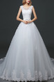 White Jewel Princess Embroidery Beading Plus Size Sash Dress for Wedding