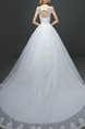 White Jewel Princess Embroidery Beading Plus Size Sash Dress for Wedding