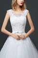 White Jewel Princess Embroidery Beading Plus Size Sash Dress for Wedding