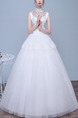 White Halter Illusion Ball Gown Beading Plus Size Dress for Wedding