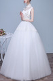 White Halter Illusion Ball Gown Beading Plus Size Dress for Wedding