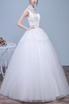 White Halter Illusion Ball Gown Beading Plus Size Dress for Wedding