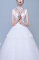 White Halter Illusion Ball Gown Beading Plus Size Dress for Wedding