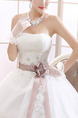 White Strapless Sash Ribbon Ball Gown Plus Size Dress for Wedding