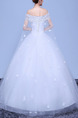 White Off Shoulder Ball Gown Beading Appliques Plus Size Dress for Wedding