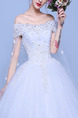 White Off Shoulder Ball Gown Beading Appliques Plus Size Dress for Wedding