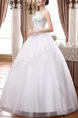 White Strapless Ball Gown Embroidery Beading Plus Size Dress for Wedding