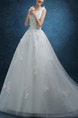 White Scoop Appliques Princess Plus Size Dress for Wedding