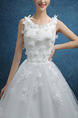 White Scoop Appliques Princess Plus Size Dress for Wedding