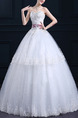 White Sweetheart Ball Gown Sash Beading Embroidery Crystal Dress for Wedding