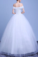 White Off Shoulder Beading Ball Gown Crystal Plus Size Dress for Wedding