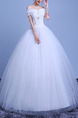 White Off Shoulder Beading Ball Gown Crystal Plus Size Dress for Wedding