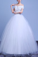 White Off Shoulder Beading Ball Gown Crystal Plus Size Dress for Wedding
