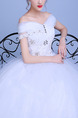 White Off Shoulder Beading Ball Gown Crystal Plus Size Dress for Wedding