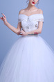 White Off Shoulder Beading Ball Gown Crystal Plus Size Dress for Wedding