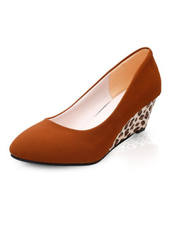 Apricot Suede Pointed Toe Low Heel 5cm Wedges