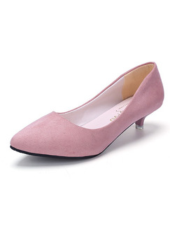Pink Suede Pointed Toe Pumps Low Heel 3cm Heels