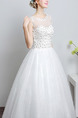White Illusion Princess Appliques Beading Dress for Wedding