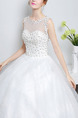 White Illusion Princess Appliques Beading Dress for Wedding