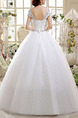 White Scoop Ball Gown Beading Appliques Dress for Wedding