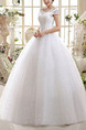 White Scoop Ball Gown Beading Appliques Dress for Wedding